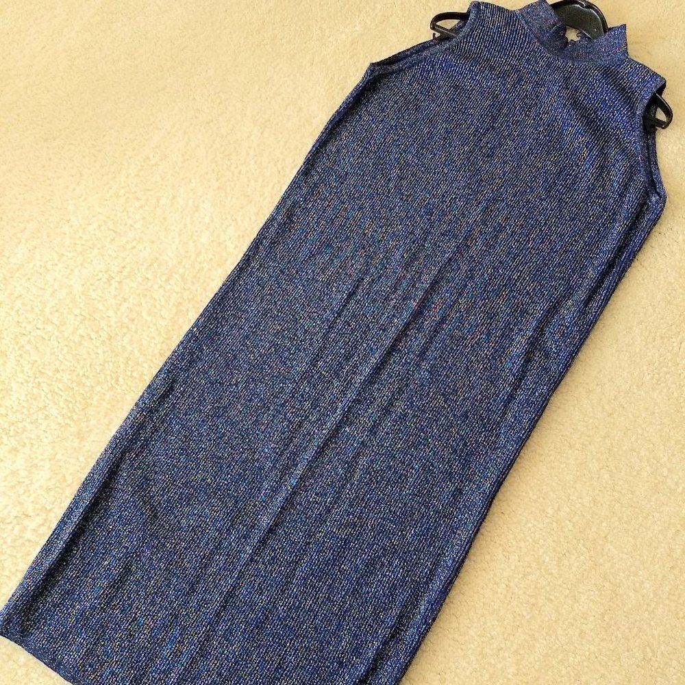 vintage 80s Benetton sleeveless metallic knit sweater dress NWOT